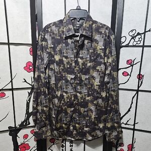 Express Slim 1MX Geometric Long Sleeve Button Shirt XS New